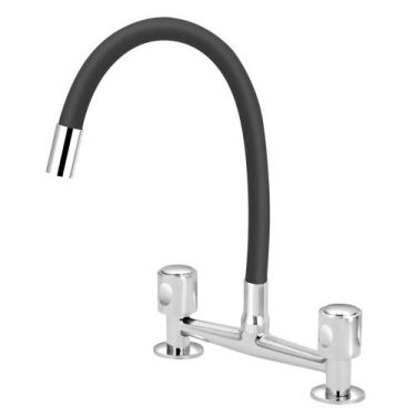 Imagem de Torneira Misturador Gourmet Preto Flexível Cozinha Pia Mesa - Modelar