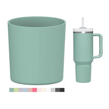 Imagem de WUQID Bota de silicone superior compatível com Stanley Quencher H2.0 1,134 g 850 g 590 ml e IceFlow Flip 850 g 590 ml, serve para o mesmo diâmetro 590 g - 1,134 g, tampa de manga inferior de garrafa