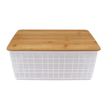 Imagem de Caixa Organizadora com Tampa Bambu Branco 13cm - A\CASA Caixa Organizadora com Tampa  Bambu  Branco - A\CASA