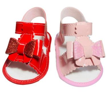 Imagem de Kit 2 Pares Sandálias Laço Para Bebê Menina - Baby's Shoes, Vermelho, 