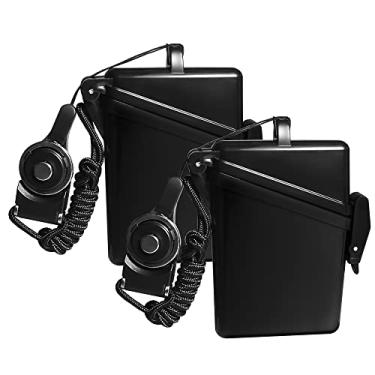 Imagem de CEYDEY Bolsa esportiva à prova d 'água para cartão de identificação com 2 pacotes com capa de cordão vários cartões de crédito, registro, cartão em caixa seca resistente e durável, Preto