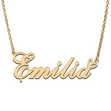 Imagem de RONKAH Colar de nome personalizado personalizado com coração colar de nome personalizado para mulheres colar de moda pessoal melhor presente para menina, mãe, filha, amizade, Natal, aniversário,