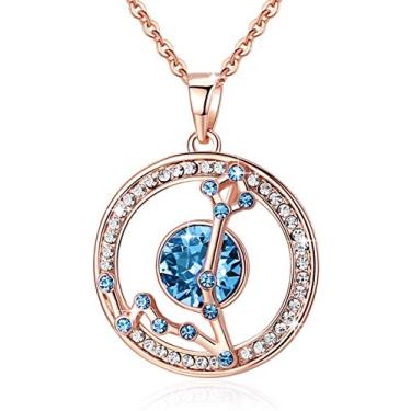 Imagem de Leafael Colar com pingente de constelação do zodíaco superstar feito com joias de horóscopo de cristal premium, banhado a ouro ou ouro rosa, 45,7 cm + 2, Cristal, Na