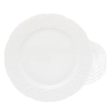 Imagem de Jogo De Pratos Fundo Kit 4 Peças 22cm Sopa Branco Porcelana Limoges Ve