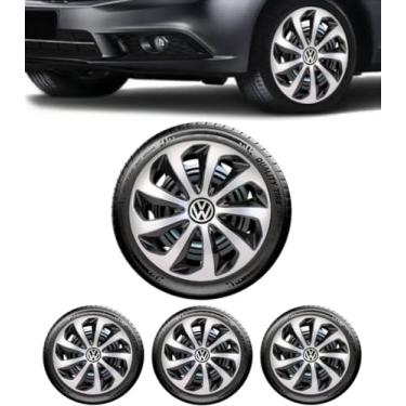 Imagem de Kit 4 Calota Esportiva Velox Preto/Prata Aro 13 Volks Saveiro 2000 2002 2003 2004 2005 2006 2007 2008 Gol Bola G2 G3 G4 G5 G6 G7 Polo Up Fox Voyage Virtus Parati Saveiro Bora Polo SpaceFox