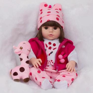 Imagem de Bebe Reborn Realista Menina Girafinha Pode Dar Banho 46cm - Cegonha Re