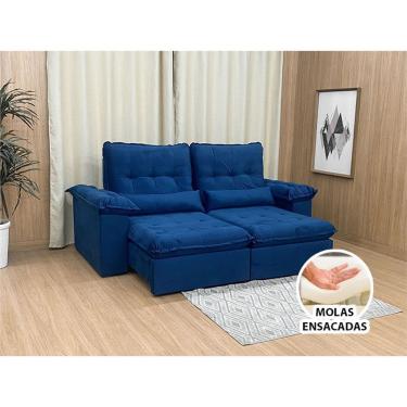 Imagem de Sofá Retrátil Reclinável 2,30 m Azul 506 Sara Premium