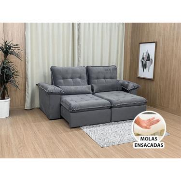 Imagem de Sofá Retrátil Reclinável 2,30 m Cinza 502 Sara Premium