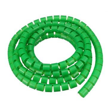 Imagem de Cabo de gerenciamento de tubos em espiral flexível uxcell 14 mm x 16 mm Cabo de gerenciamento de fio de computador 2 metros de comprimento verde
