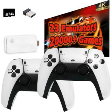 Imagem de Console de jogos vintage, console de videogame plug-and-play, mais de 20.000 jogos integrados, 23 simuladores clássicos, saída TV 4K HD HDMI com controladores duplos