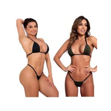 Imagem de Kit 2 Biquíni De Marquinha Calcinha Fio Dental Para Bronze - Meu Biqui