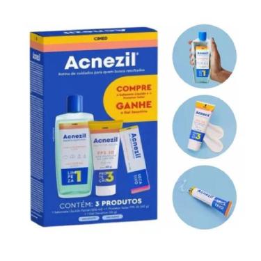 Imagem de Kit Acnezil Protetor Solar + Sabonete Líquido + Gel Secativo - Cimed
