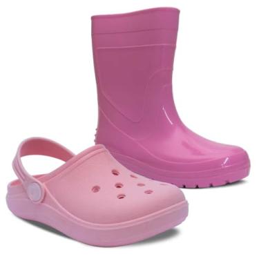 Imagem de Kit Bota Galocha E Babuche Sandalia Chinelo Infantil K40 (Rosa, BR, Criança de 4 a 8 anos, Numérico, 26)