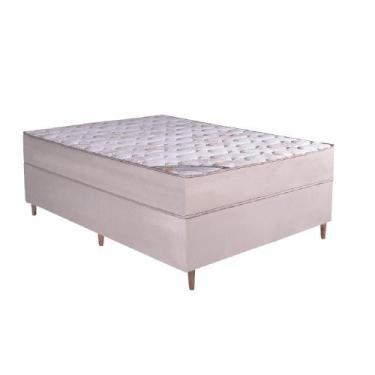 Imagem de Colchão Casal Molas Ensacadas Aghata + Base 138x188x68 - Bom Pastor