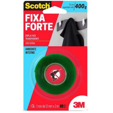 Imagem de Fita Dupla Face Fixa Forte Transparente Acrilica 12mm X 2m Scotch 3 M 