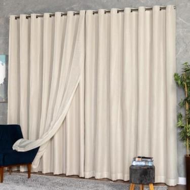 Imagem de Cortina Voil Gaze De Linho Com Forro Blackout 6,00x2,80 Luxo