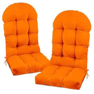 Imagem de Eoieov Conjunto de 2 almofadas de cadeira de balanço para ambientes externos sólidos com laços, almofadas de substituição para cadeiras de balanço impermeáveis para móveis de exterior, 120 x 50 x 10