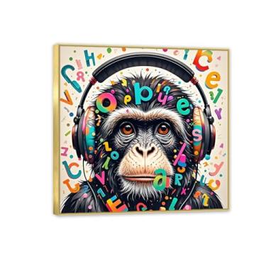Imagem de Macaco gorila animal pintura inspiradora imagens pôsteres impressões arte chimpanzé pop art Follow Your Dreams banksy arte de parede para sala de estar escritório decoração de parede 70 x 70 cm