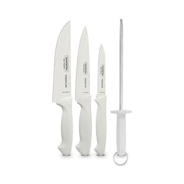 Imagem de Kit - Faqueiro Premium 3 Peças + 1 Chaira Estriada 10 Pol Profissional - Tramontina