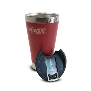 Imagem de Copo Térmico Para Cerveja Chopp Gelado Em Inox 473ml Cqs 5746 Vermelho Com Tampa E Abri...
