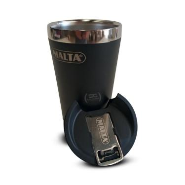 Imagem de Copo Térmico Para Cerveja Chopp Gelado Em Inox 473ml Cqs 5748 Preto Com Tampa E Abridor...