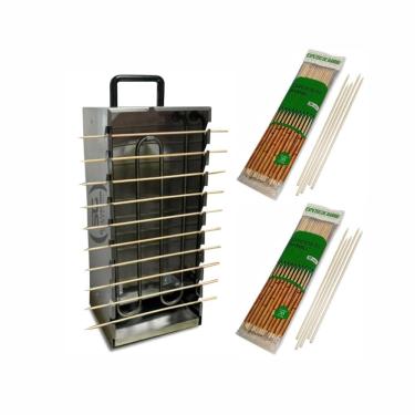 Imagem de Kit - Churrasqueira 10 Espetinhos Churrasquito Elétrico Pr-199e 220v + 100 Espetinhos - Progás 220v