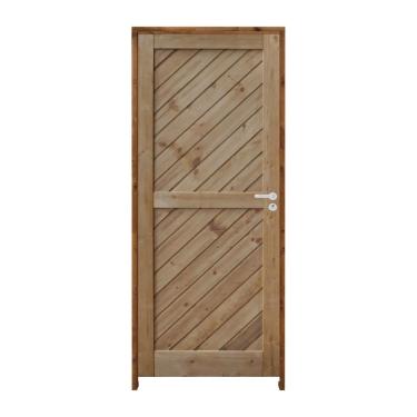 Imagem de Kit Porta De Madeira Mexicana 210X92Cm Batente 11Cm Fechadura Stilo Cromada Externa Pinus