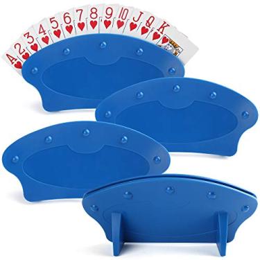 Imagem de LotFancy Porta-cartas de baralho para crianças idosas, pacote com 4 porta-cartões de plástico mãos livres para Canasta, festas de pôquer, noites de jogos de cartas de família