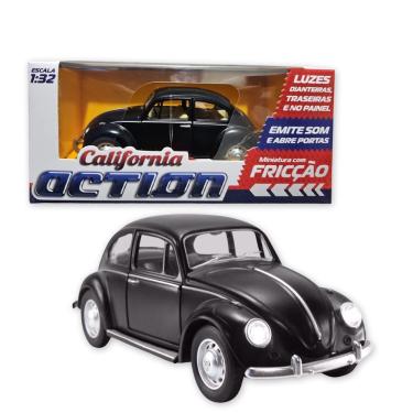 Imagem de Carro Miniatura Metal Fusca Preto 1967 1:32 Action Som E Luz