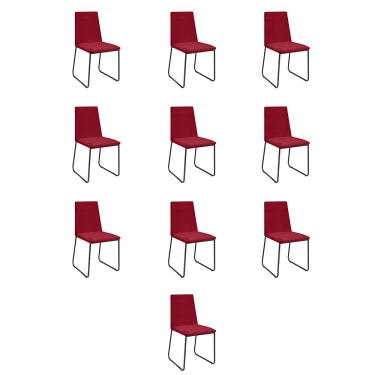 Imagem de Kit 10 Cadeiras De Jantar Cozinha Industrial Lexa Veludo Élpis Móveis Bordô Preta