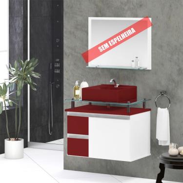 Imagem de Gabinete Banheiro 2 Gavetas 1 Porta Diamante 60cm - Vinho - Com Cuba Vinho - Vermelho