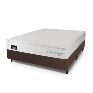 Imagem de Conjunto Box Casal Hellen Orto Konfort Espuma D33 Pillow Top Branco