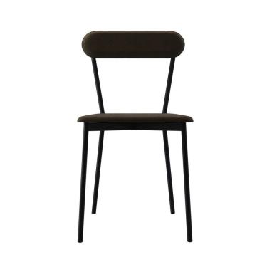 Imagem de Cadeira Fixa Estofada Vintage Emília Com 4 Unidades Preto