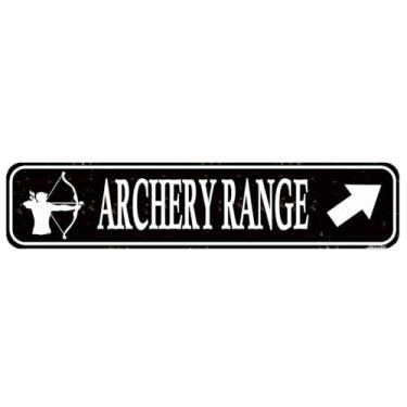 Imagem de Placa de campo de tiro com arco, presente de caçador de arco de flecha, placa decorativa de metal para recreação de parque 40 x 10 cm