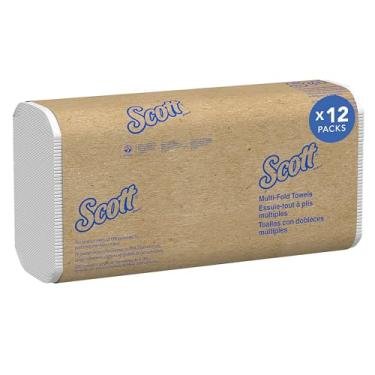 Imagem de Toalhas de papel multidobras universais Scott®, a granel (58091), bolsos de absorção, branco, toalha de 23,4 x 23,9 cm, branca, compacta, compacta (250 folhas/pacote, 12 pacotes/caixa, 3.000 folhas no