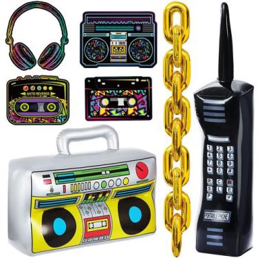 Imagem de Conjunto de decorações de festa Zhanmai 80s 90s inflável Boombox Radio