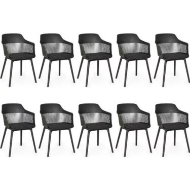 Imagem de Kit 10 Cadeiras Polipropileno Marcela Montreal Preta para Sala de Jantar ou Escritório