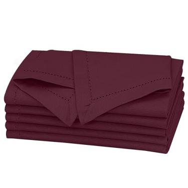 Imagem de RUVANTI Conjunto De 4 Guardanapos Linho Premium Ruvanti, 50X50 Cm, Bainha Clássica, Cantos Em Meia-Esquadria - Macio E Elegante, Lavável Para Jantares, Festas Uso Diário Borgonha