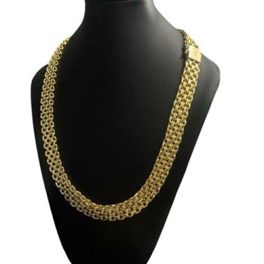 Imagem de Cordão Cadeado Quádruplo 16mm - Banhado a Ouro 18k - ToJoia18k