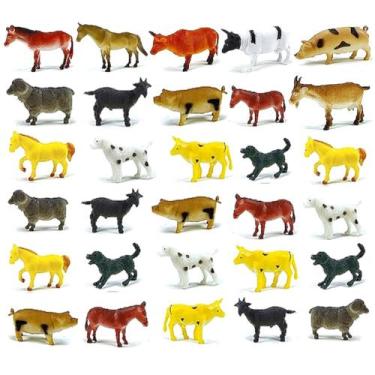 Imagem de Conjunto 30 Animais da Fazenda Bichos de Plástico Brinquedo Infantil e