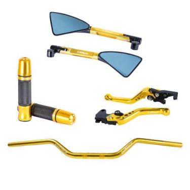 Imagem de Kit Guidão Esportivo 22mm Manopla Manete Espelho Cb250f Twister Cg150 
