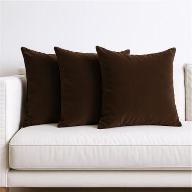 Imagem de Almofadas Cheia Veludo Sofa 45x45 Tons Colorido - Art in Decor, Marrom