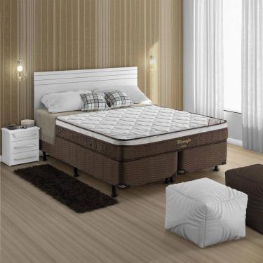 Imagem de Cama Box Queen Size Ortobom Magnyfic com Ortopillow e Molas Ensacadas 65x158x198 cm - Marrom/Bege