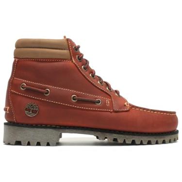 Imagem de Timberland Botas masculinas autênticas de couro de flor integral, Laranja médio, 40