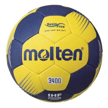 Imagem de Bola Molten Handball HF3400-YN IHF Approved Resin Free, Amarelo e Azul