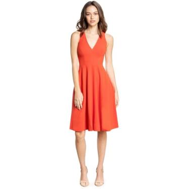 Imagem de Dress the Population Vestido feminino Catalina liso sem mangas justo e flare midi, Papoula, G