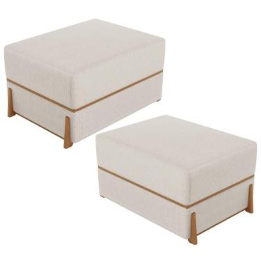 Imagem de Kit 02 Puffs Decorativo Retangular Para Sala de Estar Domus L02 Linho 