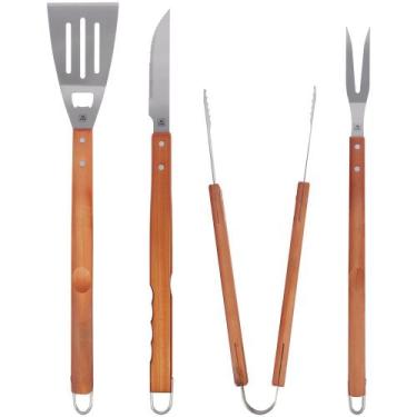 Imagem de Kit Para Churrasco Inox Cabo de Madeira Grande 4 Peças Bel, Único, Cin