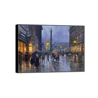 Imagem de Quadro preto - tela de arte de parede pinturas famosas para sala de estar quarto - rua da paz ao anoitecer - decoração de casa moderna 50 x 70 cm 20 x 27 pol
