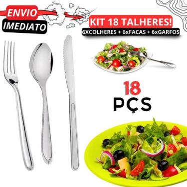 Imagem de Jogo 36 Talheres Inox para Cozinha 12 Garfos 12 Colheres 12 Facas Talh